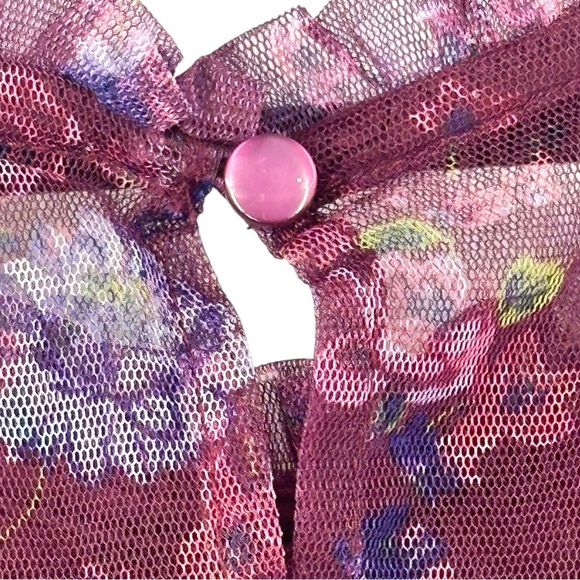 Zenzi Girls Sleeveless Ruffle Shoulder Party Dress Burgundy Floral Size XS(4/5) - Picture 7 of 11